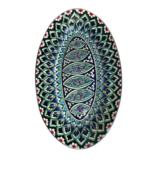 Uzbeku bļoda ovāla liela Mehrob zils 21x34 cm